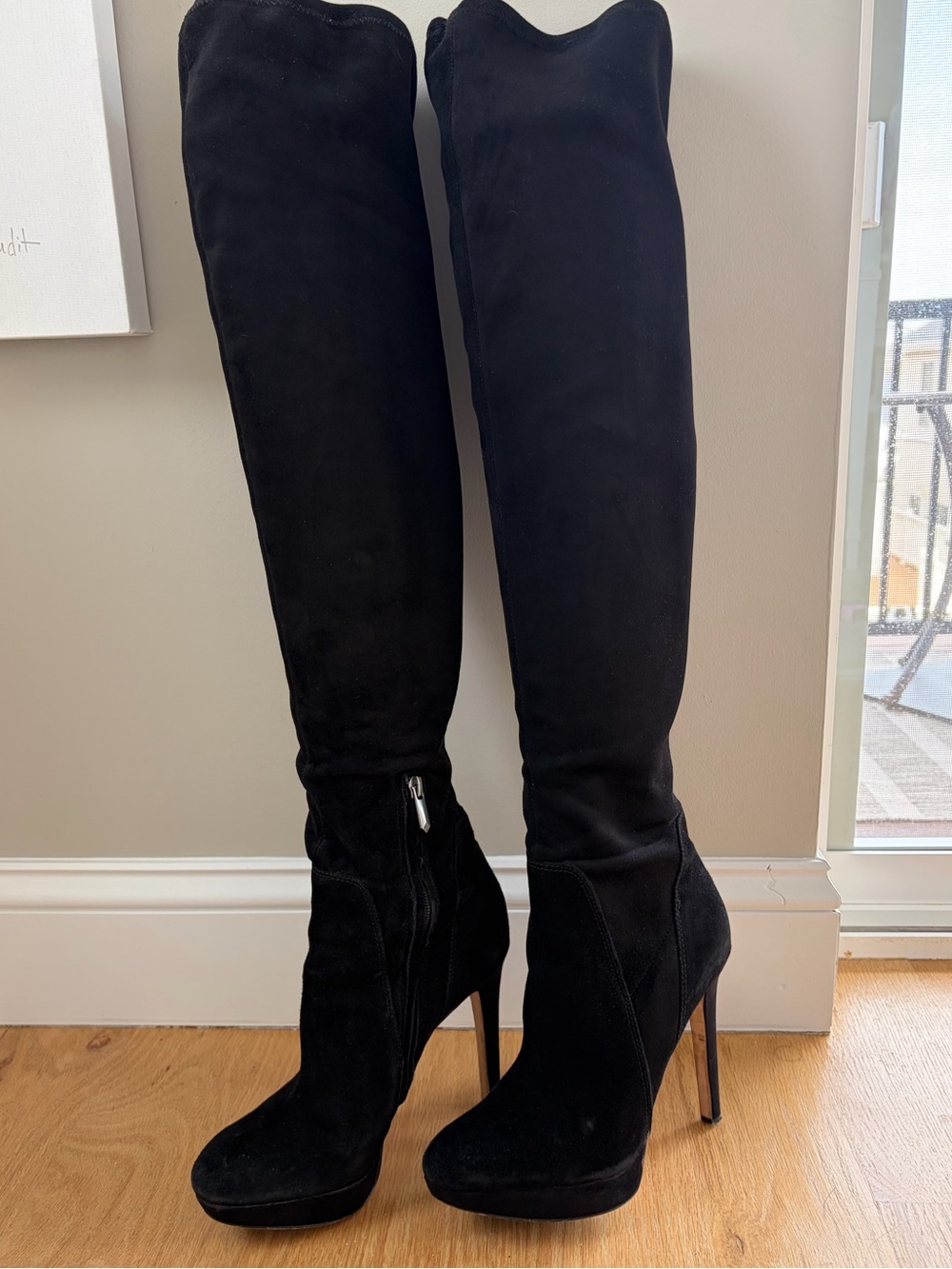 Sam Edelman Amber Black Over the Knee Platform Stiletto Boots Size 8.5 / EU 38.5 - Picture 3 of 16
